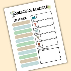 Homeschool Schedule, Homeschool Printable, Homeschool Schedule Planner Daily Routine, Weekly Tasks, Reminders PDF Editable Canva Template image 8