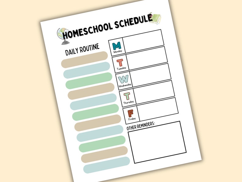 Homeschool Schedule, Homeschool Printable, Homeschool Schedule Planner Daily Routine, Weekly Tasks, Reminders PDF Editable Canva Template image 8