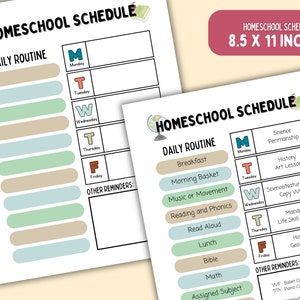 Homeschool Schedule, Homeschool Printable, Homeschool Schedule Planner Daily Routine, Weekly Tasks, Reminders PDF Editable Canva Template image 4