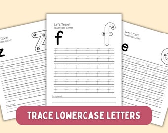 Alphabet Tracing Worksheets, Lowercase letters, Preschool Handwriting Practice Letter Tracing Worksheets 26 Letter