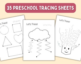 Preschool Tracing Worksheets Printable, Weather Tracing Worksheets, Alphabet tracing, Number tracing, Homeschool Worksheets, Kindergarten