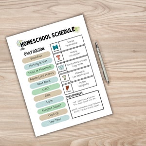 Homeschool Schedule, Homeschool Printable, Homeschool Schedule Planner Daily Routine, Weekly Tasks, Reminders PDF Editable Canva Template image 10