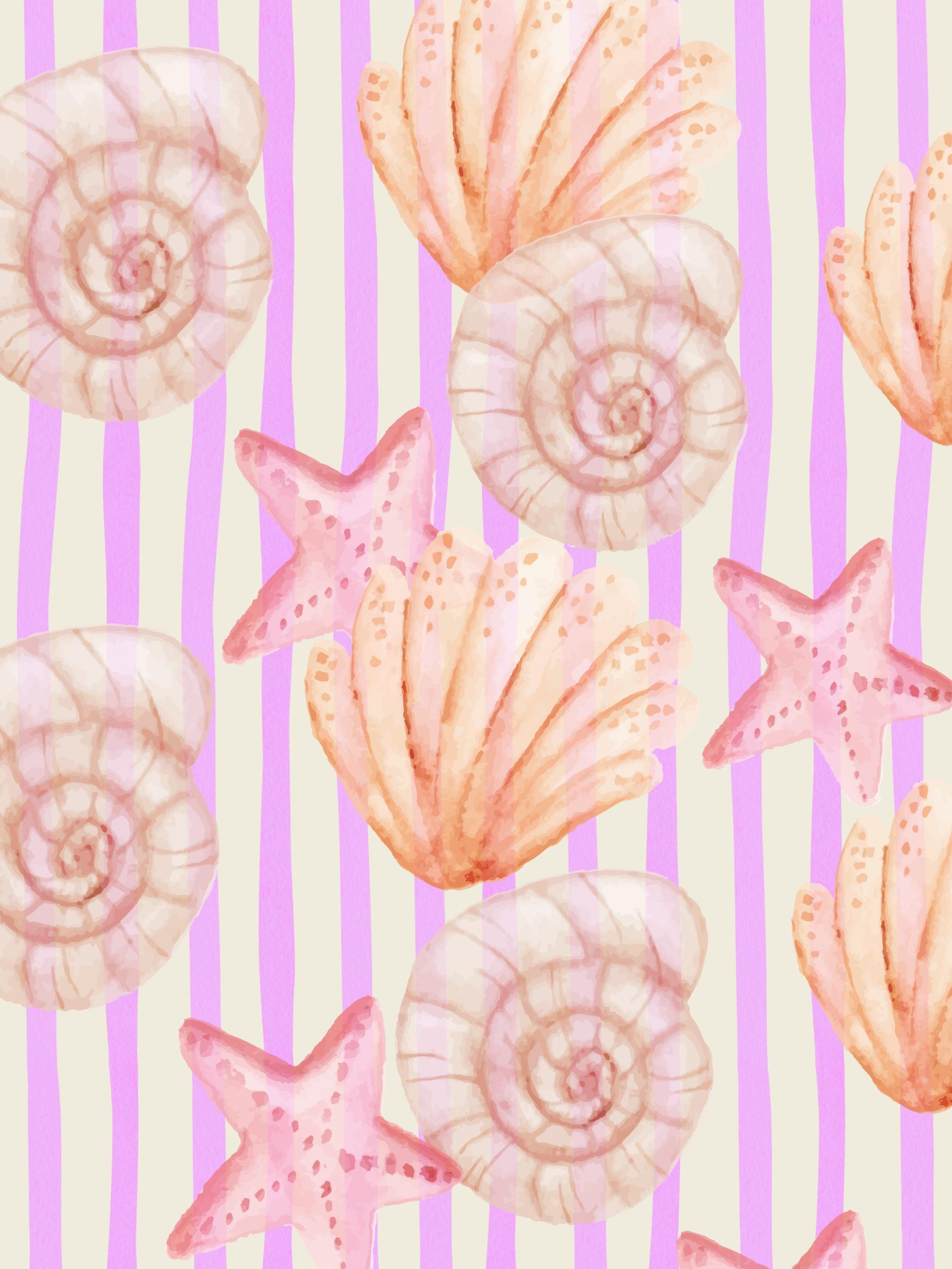 Coastal Wall Art Bundle | Lobster Seashell Print Set of 6 | Pink, Blue ...