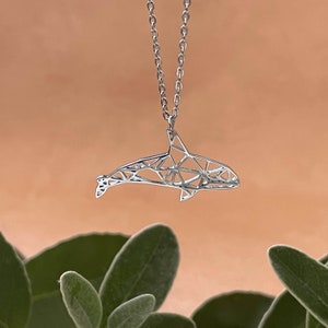 Orca Origami Necklace, Gold, Silver & Rose Gold, Geometric Animal Necklace, Killer Whale Jewellery, Orca Pendant, Orca Charm, Meraki Accents