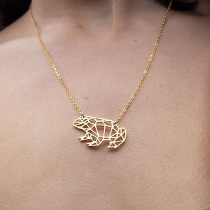 Frog Origami Necklace, Gold, Silver & Rose Gold, Geometric Animal Necklace, Frog Jewellery, Frog Pendant, Frog Charm Gift, Meraki Accents