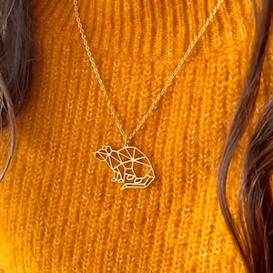 Rat Origami Necklace, Gold & Silver, Geometric Animal Necklace, Rat Jewellery, Mouse Charm, Mice Gift, Rat Pendant, Meraki Accents