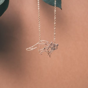 Raccoon Origami Necklace, Gold, Silver & Rose Gold, Geometric Animal Necklace, Raccoon Jewellery, Raccoon Pendant, Meraki Accents