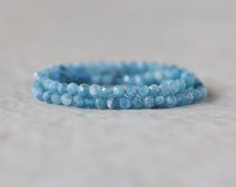 3mm Rare Paraiba Kyanite Beads Faceted Round Natural Gemstone for DIY Jewelry Making Beading Supplies