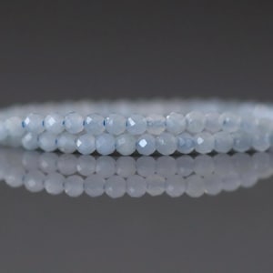 2mm Angelite Micro Faceted Beads Genuine Anhydrite Beads 15" Pale Blue Gemstone Beads Beading Crafter Gift DIY Jewelry Making