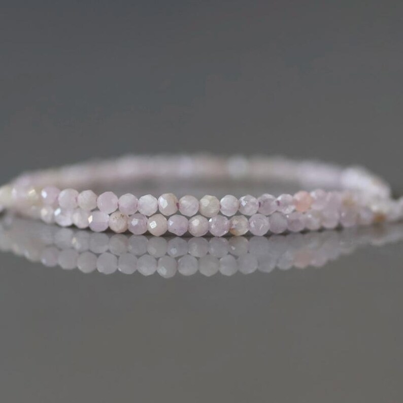 2mm Kunzite Micro Faceted Beads Genuine Lilac Kunzite Beads 15" Gemstone Beads for Jewelry Making Crafter Gift Seed Beads image 2