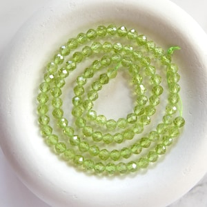 4mm AAA Peridot Beads Faceted Round 15&quot; Transparent Green Gemstone Beads for Jewelry Making Beading Craft Gift August Birthstone Beads
