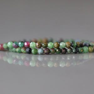 2.5mm African Ruby in Fuchsite Micro Faceted Beads 15" Multi Color Genuine Gemstone Tiny Small Beads for Jewelry Making Beading Craft Gift