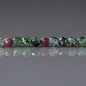 3mm Natural Ruby Zoisite Micro Faceted Beads Genuine Small Green Beads 15" Gemstone Beads for Jewelry Making Beading Gift for Crafter