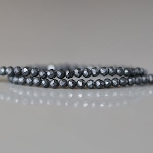 2mm Shungite Micro Faceted Beads 15" Genuine Russian Shungite Beads Black Gemstone Beads Beading Crafter Gift image 1