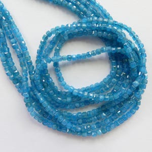 2.5mm Blue Apatite Cube Beads Faceted 15&quot; Genuine Gemstone Beads for Jewelry Making Beading Craft Gift Beads