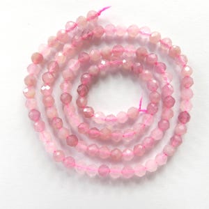 3mm 4mm Madagascar Rose Quartz Faceted Beads 15&quot; Pale Pink Genuine Gemstone Beads for Jewelry Making Beading Craft Gift Beads