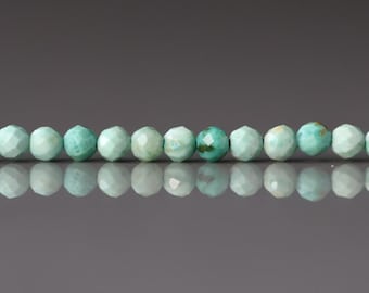 3mm AAA Peruvian Turquoise Faceted Beads 15" Peru Turquoise Genuine Gemstone Beads Jewelry Making Beading Craft Gift December Birthstone