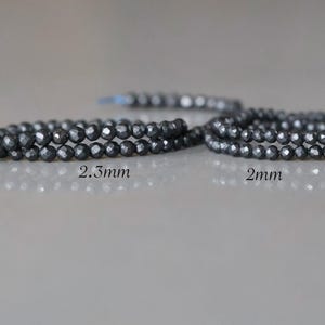 2mm Shungite Micro Faceted Beads 15" Genuine Russian Shungite Beads Black Gemstone Beads Beading Crafter Gift image 4