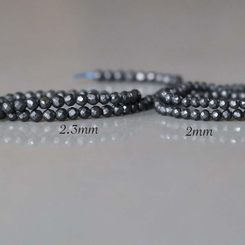 2mm Shungite Micro Faceted Beads 15" Genuine Russian Shungite Beads Black Gemstone Beads Beading Crafter Gift image 4