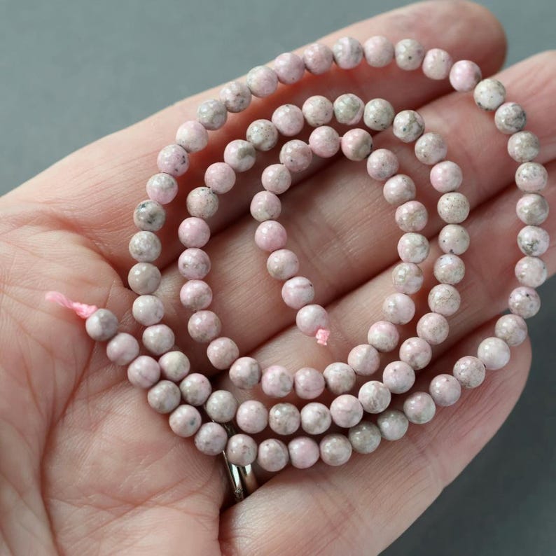 4.5mm Rare Peruvian Rhodonite Beads Faceted 15" Small Genuine Gemstone Beads for Jewelry Making Beading Craft Gift Beads Self-Love Abundance image 2