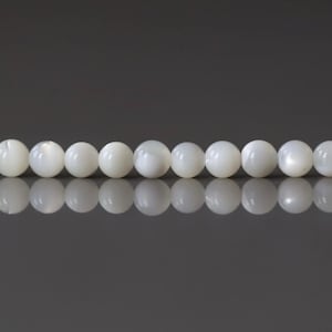 3.5mm Natural Mother of Pearl Beads Smooth MOP Genuine Shell Beads 15" Gemstone Jewelry Making Gift for crafter
