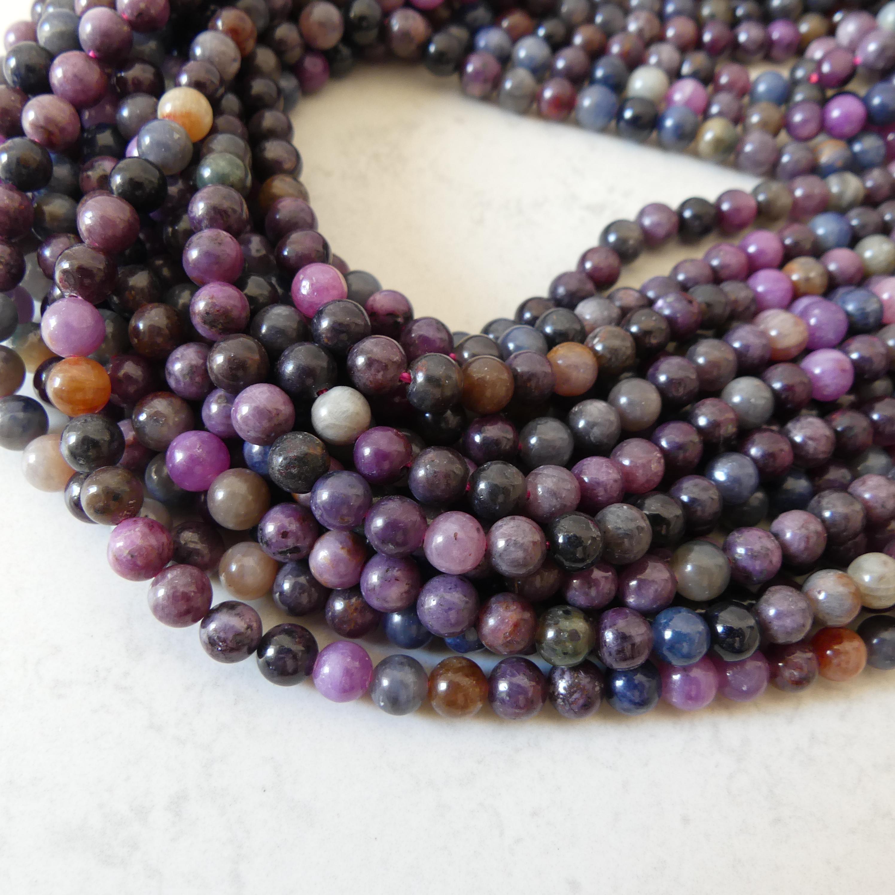 6mm Ruby and Sapphire Smooth Beads 15" Genuine Natural Gemstone Beads for Jewelry Making September Birthstone July Beading Gift Crafter