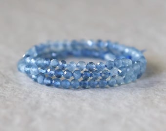 3.5mm Santa Maria Aquamarine Beads Faceted  Natural Genuine Gemstone Beads for Jewelry Making Craft Gift Beads March Birthstone