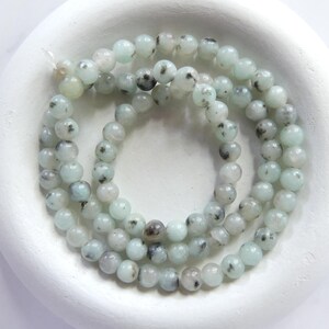 4mm 5mm Kiwi Jasper Beads Smooth Spotted Jasper Genuine Small Blue Beads 15&quot; Gemstone Beads for Jewelry Making Beading Gift for Crafter