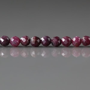 3mm Ruby Beads Micro Faceted Beads 15" Natural Crystal Beads Dark Pink Ruby Gemstone Beads Beading Crafter Gift July Birthstone DIY Jewelry