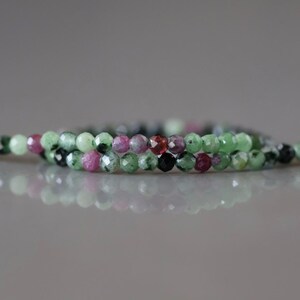 2mm Natural Ruby Zoisite Micro Faceted Beads Genuine Small Green Beads 15" Gemstone Beads for Jewelry Making Beading Gift for Crafter