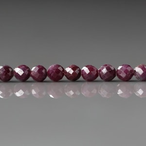 4mm Ruby Beads Micro Faceted Beads 15" Natural Crystal Beads Dark Pink Ruby Gemstone Beads Beading Crafter Gift July Birthstone DIY Jewelry