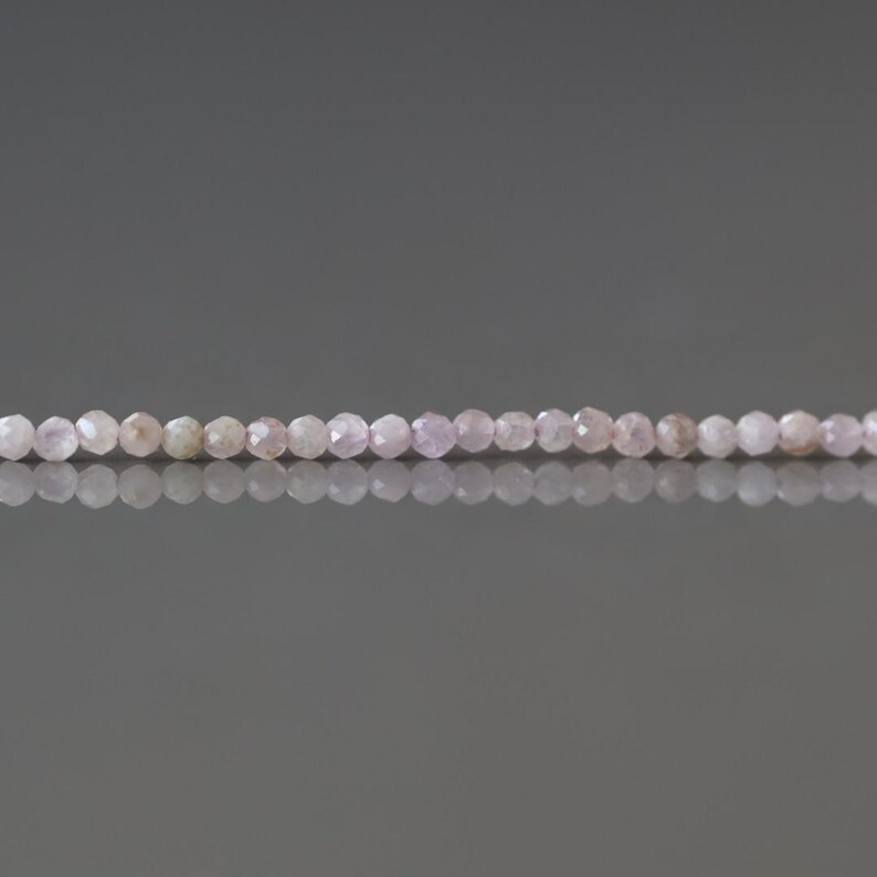 2mm Kunzite Micro Faceted Beads Genuine Lilac Kunzite Beads 15" Gemstone Beads for Jewelry Making Crafter Gift Seed Beads image 3
