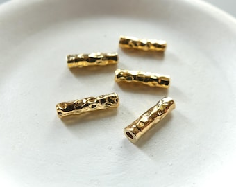 1 Piece Gold Vermeil Bar Tube Bead Silver Bar Hammered Gold Tube Jewelry Making DIY Necklace