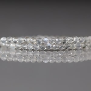 3mm Gray Moonstone Beads Faceted 15" Moonstone Gemstone Beads Beading Crafter Gift June Birthstone DIY Jewelry Fertility Stone
