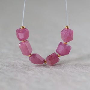Ruby Beads Faceted Nuggets 6mm Stone Chunk Gemstone Bead for DIY Jewelry Making Craft Gift Beads July Birthstone