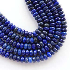 8mm Smooth Lapis Lazuli Rondel Beads 7&quot; Blue Smooth Lapis Gemstone Beads for Jewelry Making Beading Craft Gift Beads DIY Jewelry Making