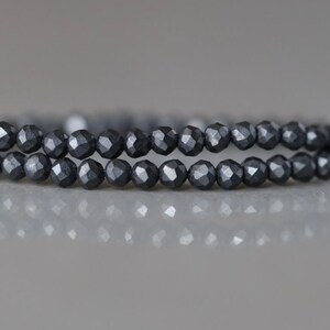 2mm Shungite Micro Faceted Beads 15" Genuine Russian Shungite Beads Black Gemstone Beads Beading Crafter Gift image 2