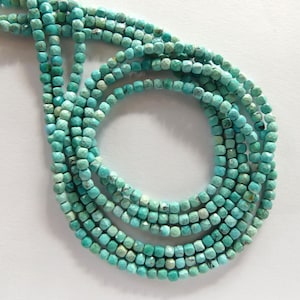 2.5mm Arizona Turquoise Cube Beads 15&quot; Blue Turquoise Genuine Gemstone Beads for Jewelry Making Beading Craft Gift Beads