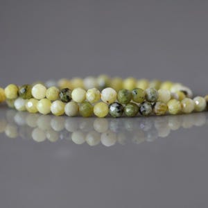 3mm Yellow Serpentine Beads Lizardite Micro Faceted 15" Yellow Genuine Gemstone Beads for Jewelry Making Beading Craft Gift