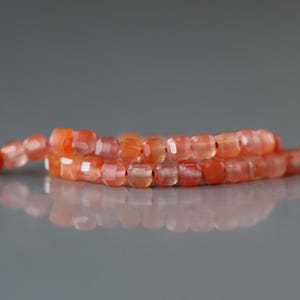 3mm Natural Carnelian Faceted Cube Beads 15" Orange Genuine Gemstone Beads for Jewelry Making Beading Craft Gift Beads Self-Love Abundance