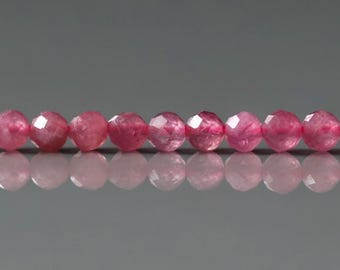 3mm Pink Tourmaline Micro Faceted Beads 15" Sparkly Gemstone Beads for Jewelry Making Beading Gift October Birthstone