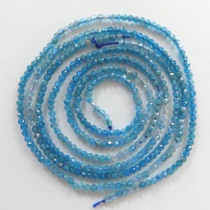 2mm Ombre Blue Apatite Faceted Beads 15&quot; Genuine Gemstone Beads for Jewelry Making Beading Craft Gift Beads Tiny 2mm Seed Beads