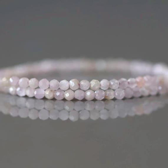 2mm Kunzite Micro Faceted Beads Genuine Lilac Kunzite Beads 15" Gemstone Beads for Jewelry Making Crafter Gift Seed Beads
