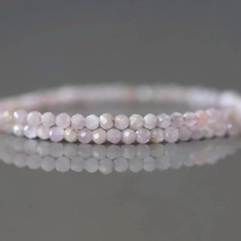 2mm Kunzite Micro Faceted Beads Genuine Lilac Kunzite Beads 15" Gemstone Beads for Jewelry Making Crafter Gift Seed Beads image 1