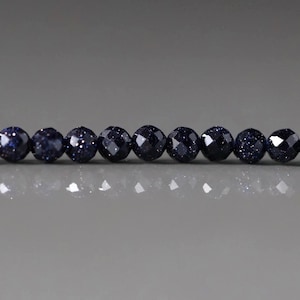 3mm Blue Goldstone Faceted Beads 15" Sparkly Blue Sandstone Gemstone Beads Jewelry Making Beading Craft Gift Good Luck
