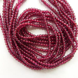 2.5mm AAA Pyrope Garnet Beads Smooth Beads 15&quot; Natural Garnet Gemstone Beads Beading Crafter Gift January Birthstone Red Garnet Beads