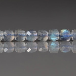 4mm AAA Labradorite Beads Cube Labradorite Genuine Blue Flash Beads 15" Gray Gemstone Beads for DIY Jewelry Making Crafter Gift