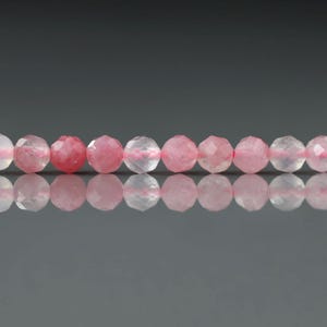 4.5mm Rare Rhodonite Beads in Quartz Matrix Faceted 15" Pink Genuine Gemstone Beads for Jewelry Making Beading Craft Gift Beads Self-Love