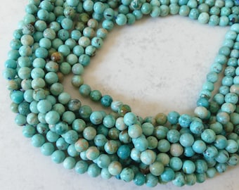 6.5mm Peruvian Turquoise Smooth Beads 15&quot; Genuine Peru Turquoise Beads Gemstone Beads Beading Crafter Gift