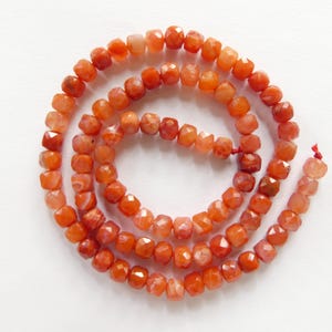 4mm Natural AAA Carnelian Beads Faceted Cube Beads 15&quot; Genuine Gemstone Beads Jewelry Making Beading Craft Gift Beads Self-Love Abundance